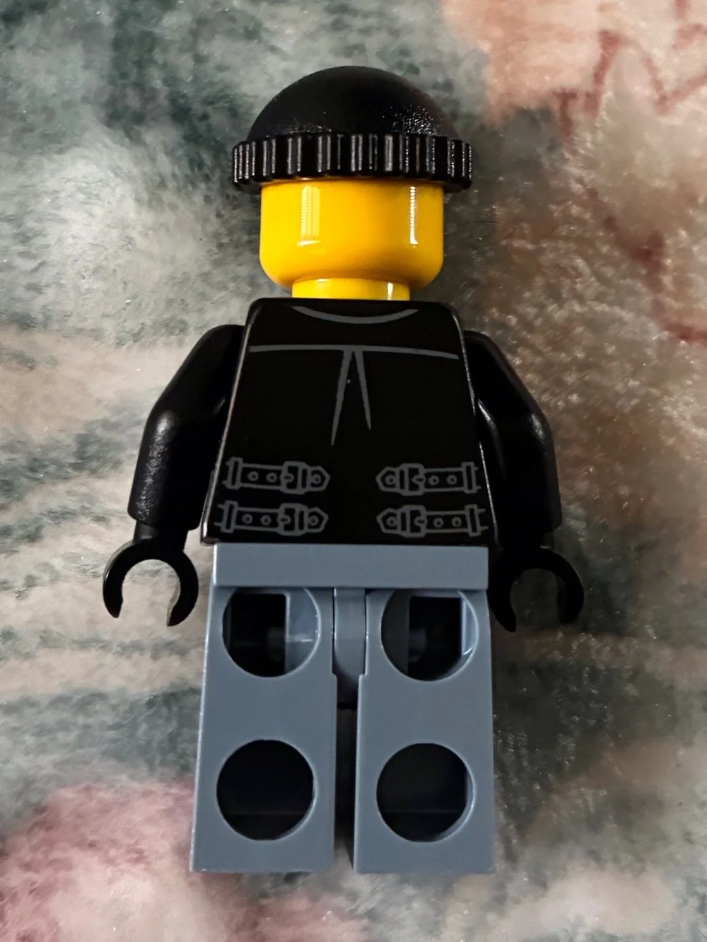 Yellow-Head LEGO-Style Minifigure with Black Beanie & Jacket